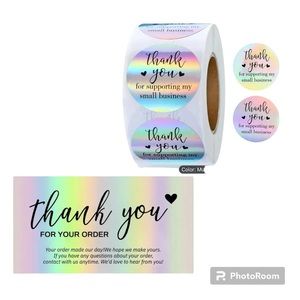 Thank You Cards And Stickers Bundle, 550 Piece, Sellers Bundle, Holographic Thnx